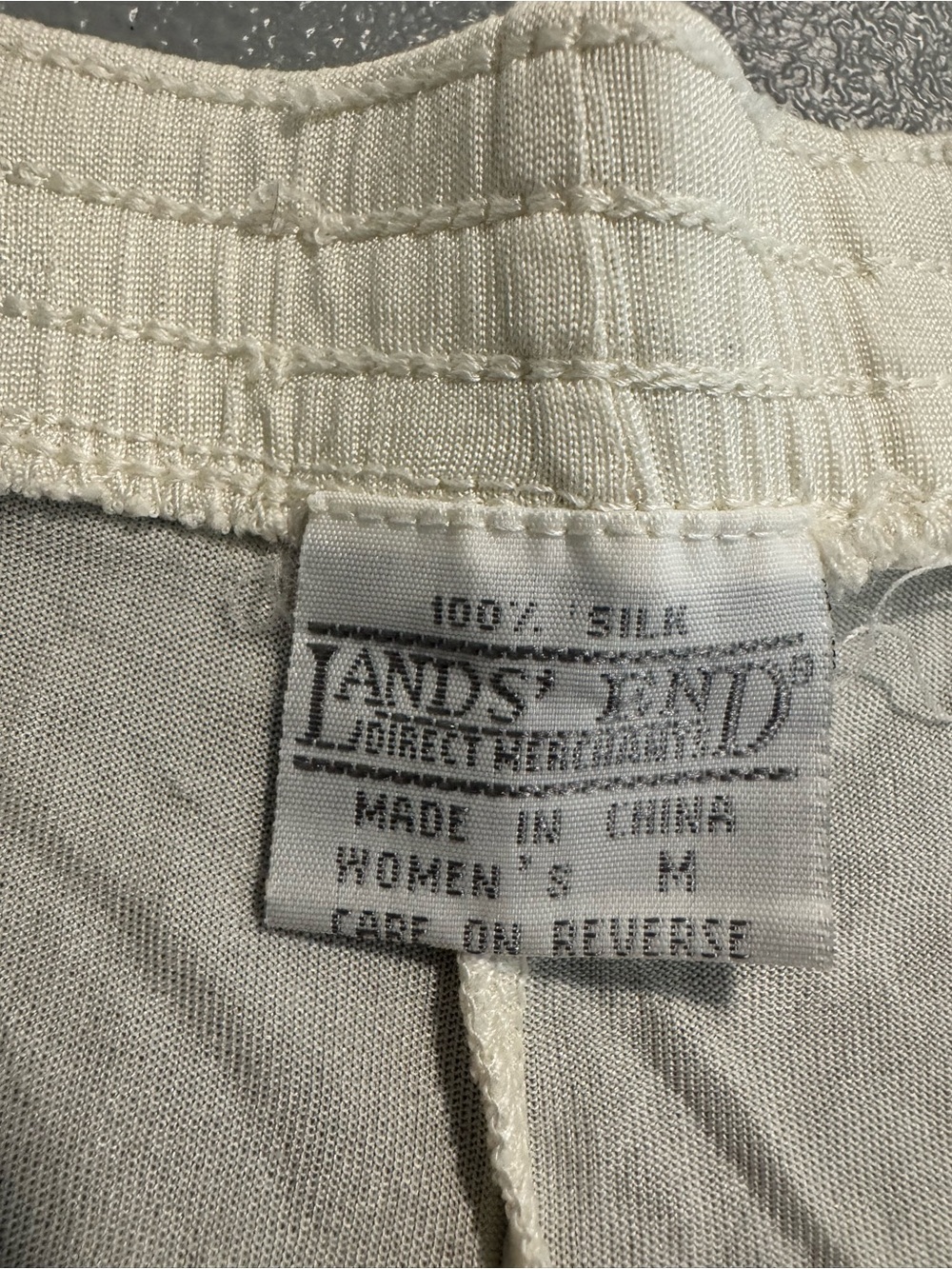 VTG Lands' End Women's Cream 100% Silk Long Johns Pajama Pants M - Picture 4 of 10